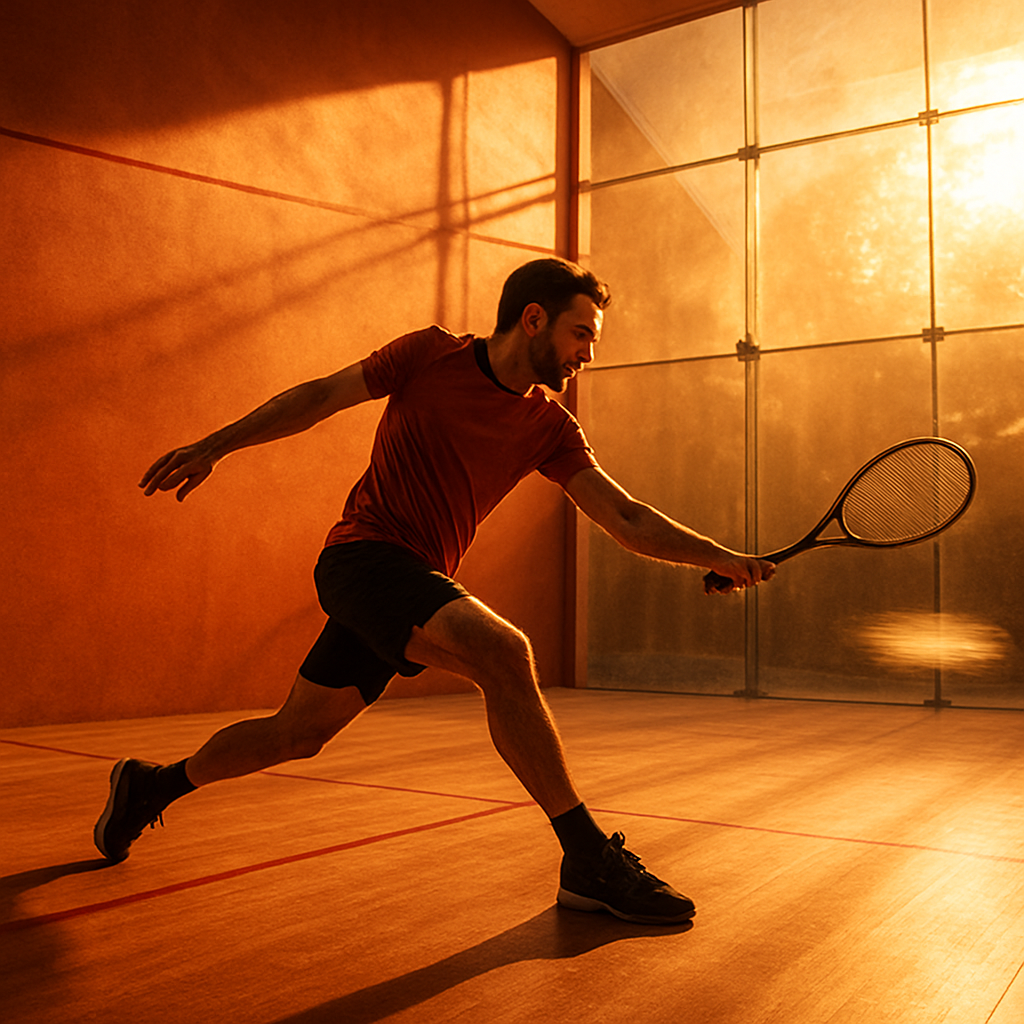 Jugador de squash en accion